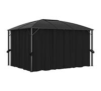 vidaXL Gazebo With Curtains 400cm Anthracite Garden Canopy Shelter Party Tent