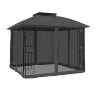 vidaXL Gazebo with Double Roof and Mesh Walls Anthracite 2.94x2.94 m Steel