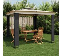 vidaXL Gazebo with Double Roof Cream 2.94x2.94 m Steel