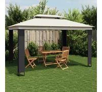 vidaXL Gazebo with Double Roof Cream 3.94x2.96 m Steel