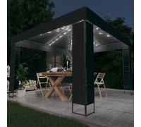 vidaXL Gazebo with Double Roof and LED String Lights 3x3 m Anthracite Pavilion