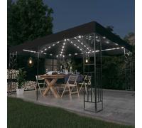 vidaXL Gazebo with Double Roof&LED String Lights 3x4m Anthracite
