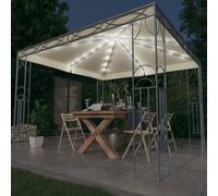 vidaXL Gazebo with LED String Lights 300x300 cm Cream Outdoor Patio Sunshade