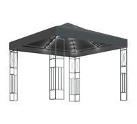 vidaXL Gazebo with LED String Lights 3x3 m Anthracite Fabric Outdoor Sunshade