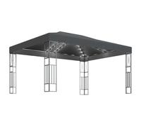 vidaXL Gazebo with LED String Lights 3x4 m Anthracite Fabric Outdoor Sunshade