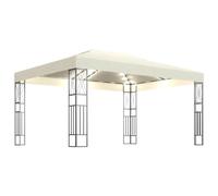 vidaXL Gazebo with LED String Lights 3x4 m Cream Fabric Outdoor Sunshade