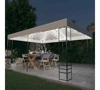 vidaXL Gazebo with LED String Lights 4x3x2.7 m White UK