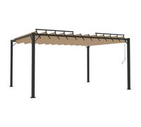 vidaXL Gazebo with Louvered Roof Taupe Fabric & Aluminium Patio Pavilion Set