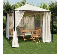 (cream) vidaXL Gazebo with Mesh Walls Pavilion Tent Marquee Balcony Shelter Steel