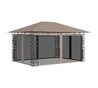 vidaXL Gazebo with Mosquito Net 4x3x2.73 m Taupe 180 g/m² Patio Canopy Shelter