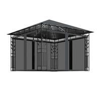vidaXL Gazebo with Mosquito Net & LED String Lights 3x3x2.73 m Anthracite