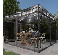 vidaXL Gazebo with Mosquito Net & LED String Lights 3x3x2.73 m Anthracite