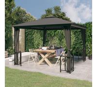 vidaXL Gazebo with Sidewalls&Double Roofs 3x3 m Anthracite