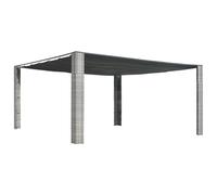 vidaXL Gazebo with Sliding Roof Poly Rattan Grey Marquee Canopy Gazebo Tent