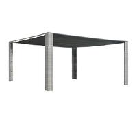 vidaXL Gazebo with Sliding Roof Poly Rattan Grey Marquee Canopy Gazebo Tent