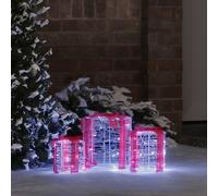 vidaXL Gift Box Decoration 3 pcs Cold white 20 x 20 x 21 cm Acrylic