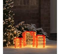 Gift Box Decoration 3 pcs Acrylic Festive Ornament Christmas USB Light vidaXL
