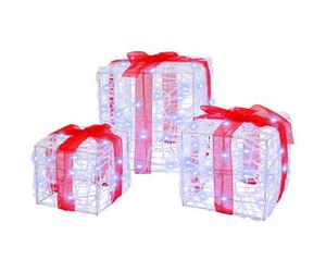 Vidaxl Gift Box With 60 Leds 3 Pcs Cold White 20 X 20 X 20 Cm Acrylic