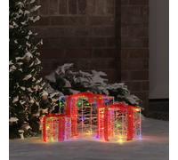 vidaXL Gift Box with 60 LEDs 3 pcs Multicolour 20 x 20 x 20 cm Acrylic, Multi