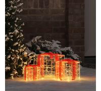 Gift Box with 60 LEDs 3 pcs Warm white 20 x 20 x 20 cm Acrylic