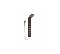 vidaXL Glass Brown Shower Panel System with Wood Grain Design - Rainfall, Massage Jets, Handheld Shower