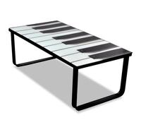 vidaXL Glass Coffee Table with Piano Printing Home Living Room Furniture Stand
