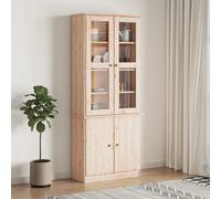 Vidaxl Glass Display Cabinet Alta 77X35X186.5 Cm Solid Wood Pine