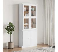 Vidaxl Glass Display Cabinet Alta White 77X35X186.5 Cm Solid Wood Pine