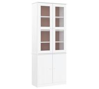 Vidaxl Glass Display Cabinet Alta White 77X35X186.5 Cm Solid Wood Pine