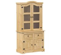 vidaXL Glass Display Cabinet Storage Shelf Cupboard Bookcase Solid Wood Pine