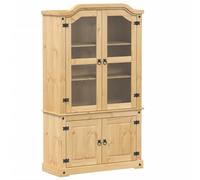 vidaXL Glass Display Cabinet Storage Shelf Cupboard Bookcase Solid Wood Pine