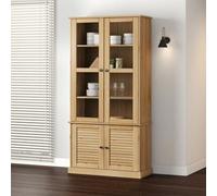 (brown) vidaXL Glass Display Cabinet Wooden Kitchen Cupboard VIGO Solid Wood Pine