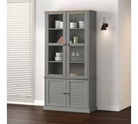 vidaXL Glass Display Cabinet VIGO Grey 85x35x170 cm Solid Wood Pine
