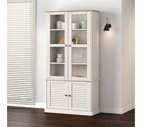 vidaXL Glass Display Cabinet VIGO White 85x35x170 cm Solid Wood Pine