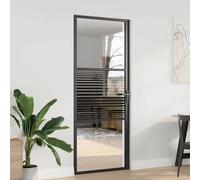 vidaXL Glass Door Striped Black 83 x 3.5 x 201.5 cm Aluminium