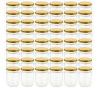 vidaXL Glass Jam Jars - 48 pcs with Gold Lid, 230 ml Capacity, Perfect for Storing Chutney, Jam, Pickles, Preserves and Sauces