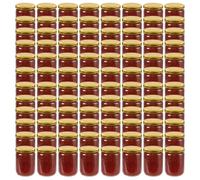 vidaXL Glass Jam Jars with Gold Lid 96 pcs 230 ml