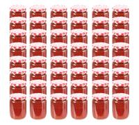 vidaXL Glass Jam Jars with White and Red Lid 48 pcs 230 ml