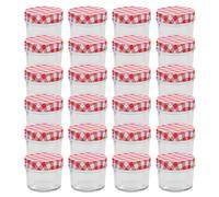 vidaXL Glass Jam Jars with White and Red Lids 24 pcs 110 ml