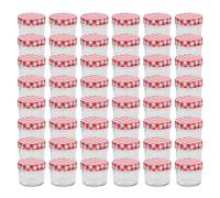 vidaXL Glass Jam Jars with White and Red Lids 48 pcs 110 ml