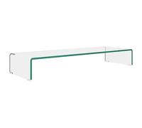 vidaXL Glass TV Stand - Tempered Glass Monitor Riser, Modern Design, Suitable for Multimedia Devices, Easy to Clean, Clear Color, 90x30x13 cm Dimensions