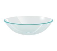 vidaXL Glass Wash Basin - Stylish and Elegant 42 cm Diameter Transparent Basin Made from Resistant Tempered Glass, Ideal for Bathroom/Washroom/Powder Room, Easy Installation/Above-Counter Design