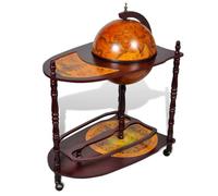 vidaXL Globe Bar Wine Stand Eucalyptus Wood Freestanding - Renaissance Era Inspired Design with Wheel Base, Storage & Aesthetic Functions