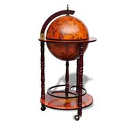 vidaXL Globe Bar Wine Stand Eucalyptus Wood Liquor Bottle Storage Holder Unit