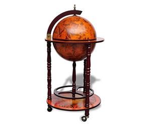 vidaXL Globe Bar Wine Stand World Decor Drink Liquor Spirits Beverage Bottle Champagne Storage Holder Organiser Eucalyptus Wood