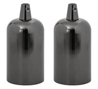vidaXL Glossy Black E27 Lamp Holders - Vintage Style, Aluminium Finish, 2 Pack, Easy Installation