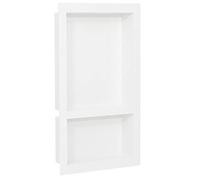vidaXL Glossy White Shower Niche with 2 Compartments - Durable, Easy to Clean and Spacious Bathroom Storage Solution