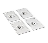 'vidaXL GN 1/4 Pan Lids - Set of 4 Stainless Steel Silver Certified Gastronorm Dimensions for Universal Use, Scratch-Resistant, Easy to Clean