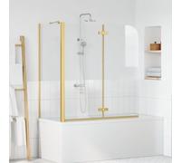 vidaXL Gold 120 x 68 x 130 cm Tempered Glass and Aluminium Bathroom Rectangular Modern Adjustable Folding Shower Doors Tempered Glass Shower Enclosure