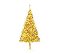 vidaXL Artificial Christmas Tree with LEDs&Ball Set Gold 240 cm PET UK NEW